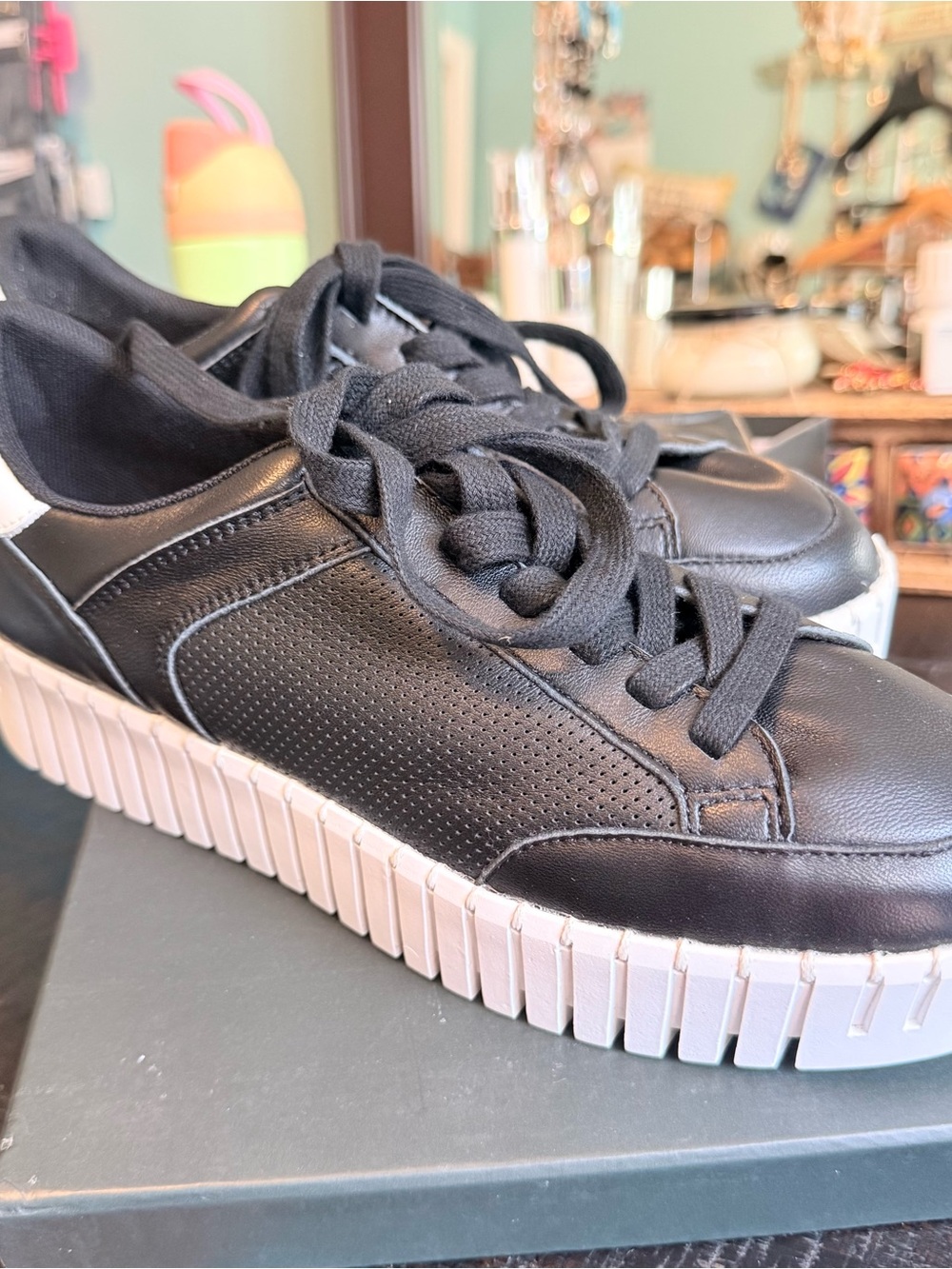 Women’s Silent D Black Low-Top platform shoes with White Sole